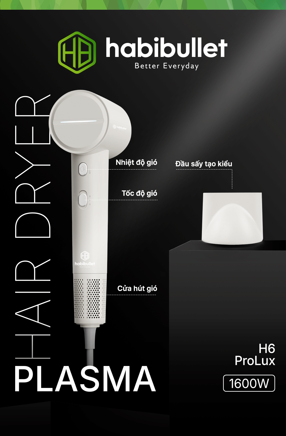 Máy sấy tóc Plasma Habibullet H6 ProLux BH245139 1