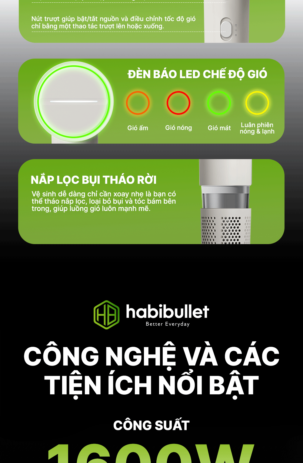 Máy sấy tóc Plasma Habibullet H6 ProLux BH245139 4