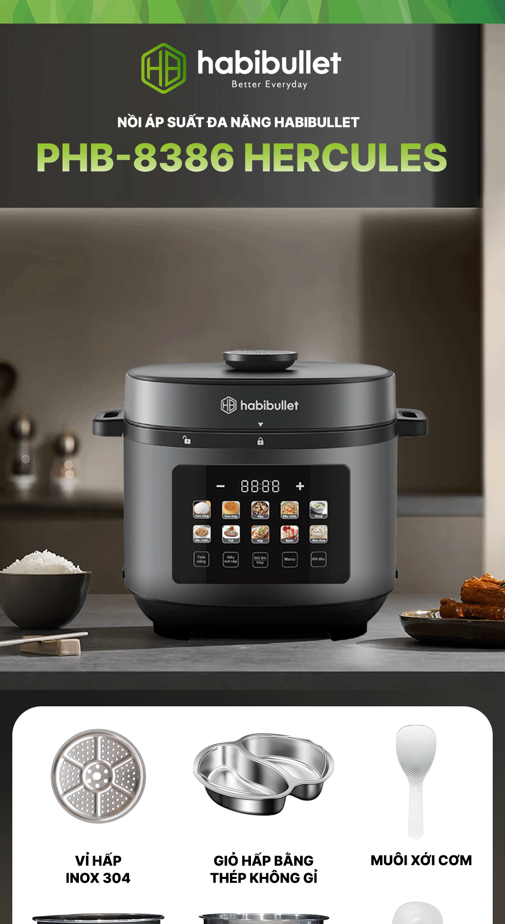 Nồi Áp Suất Đa Năng PHB-8386 HERCULES BH245142 1