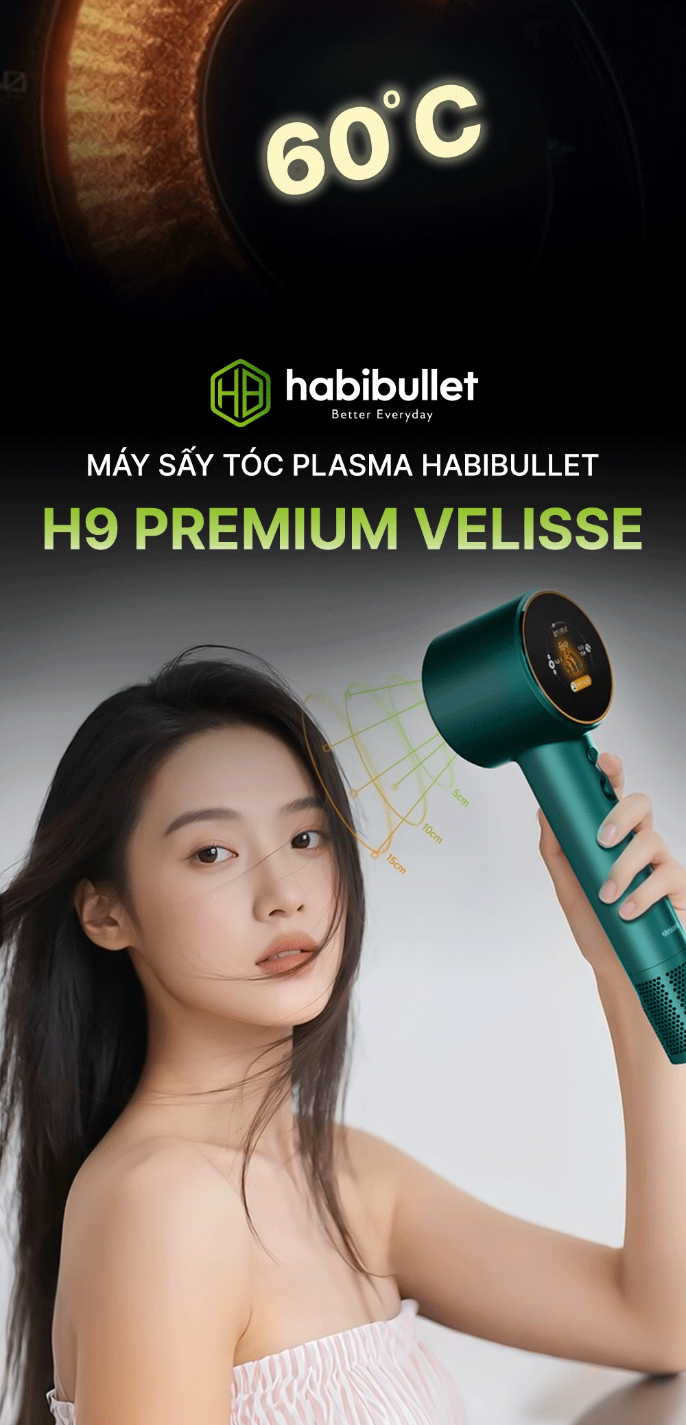 Máy sấy tóc Plasma Habibullet H9 Premium Velisse BH245140 10
