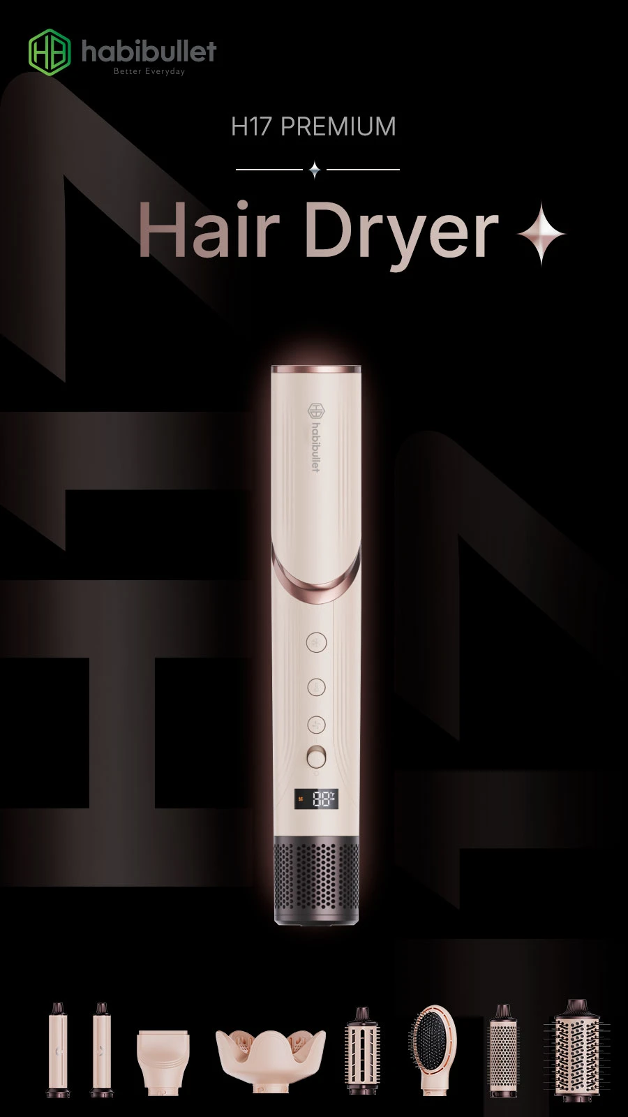 Máy Sấy Tóc Habibullet H17 Premium Pink BH245150 2