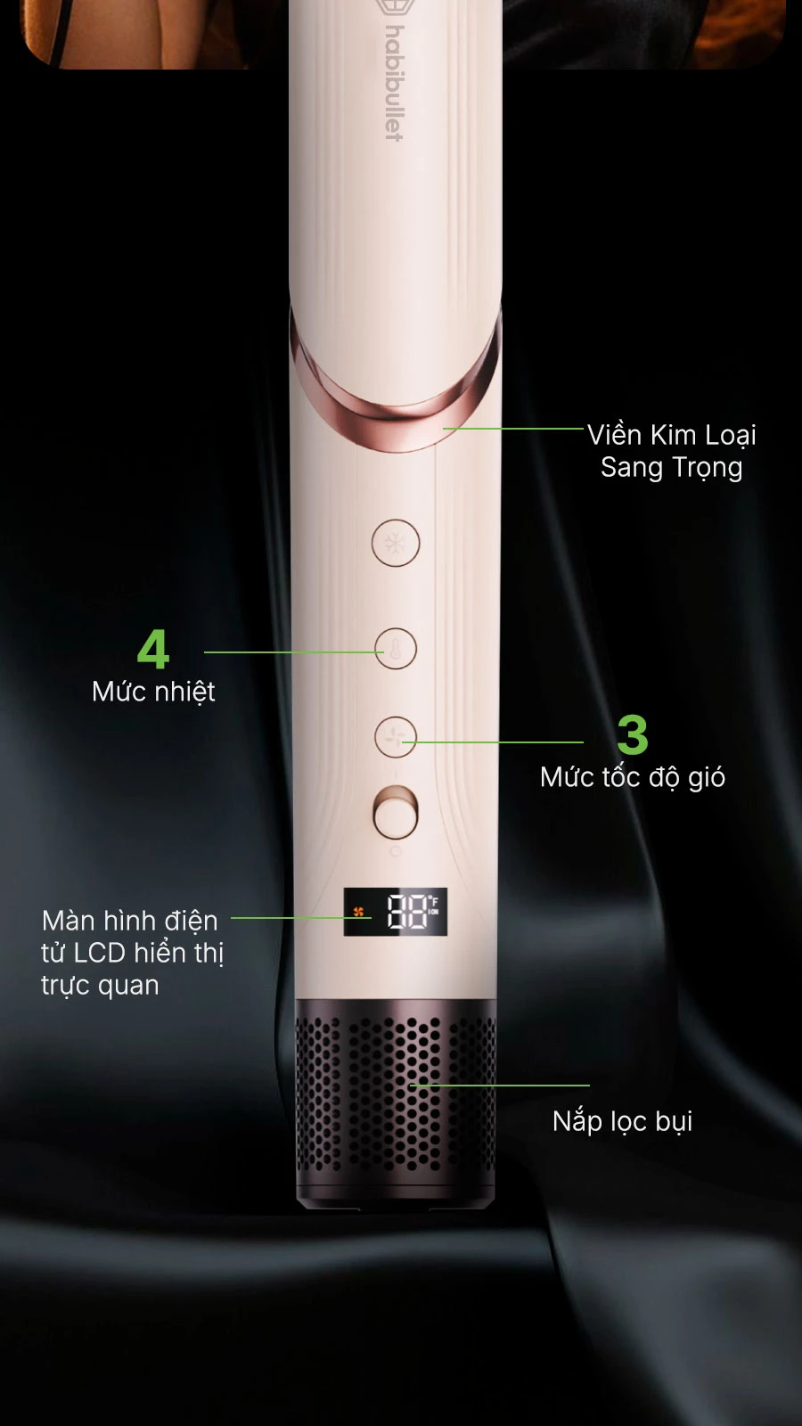 Máy Sấy Tóc Habibullet H17 Premium Pink BH245150 10