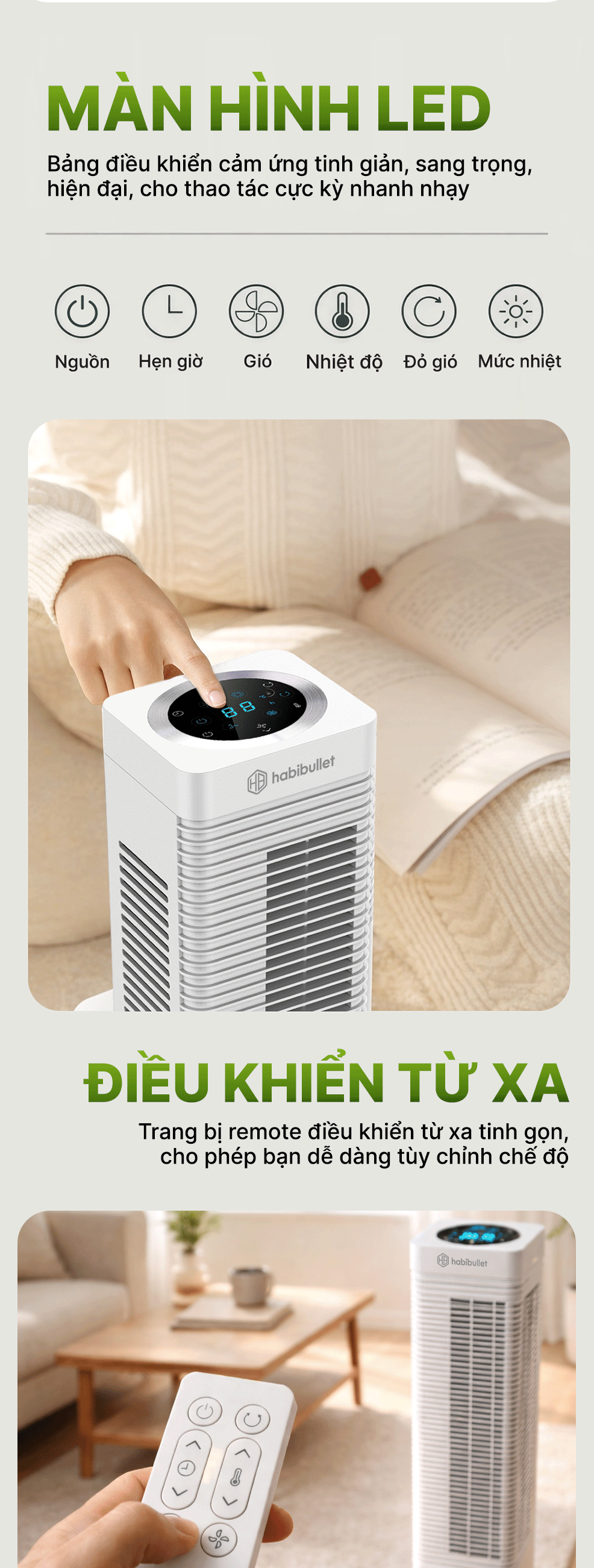 Máy sưởi Ceramic cao cấp Habibullet HeatTitan HHB-2025W BH245148 2