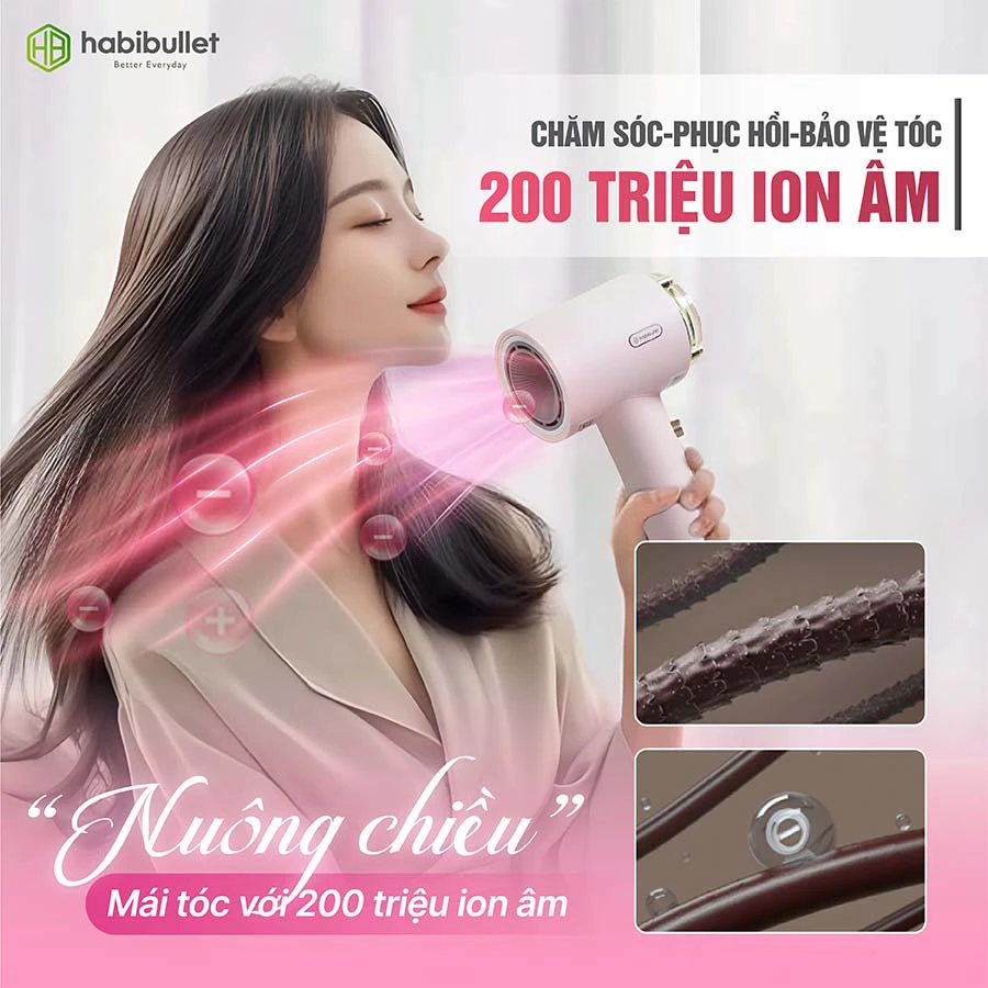 Máy sấy và chăm sóc tóc cao cấp Habibullet HHB2599 Princess BH245129 6